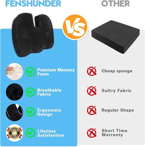 Car Seat Cushion for Sciatica Pain Relief, Extra Large Ergonomic Memory Foam Seat Pad for Lower Back & Tailbone Support, Cushion for Long Driving, Office Chair, Truck, Wheelchair - Grey in Saudi Arabia