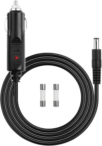 12V Portable DC Car Cigarette Lighter Power Supply Adapter with 18AWG Extension Cable with DC 5.5mm x 2.5mm Male Plug Compatible with Cameras CCTV and Car Refrigerators in Saudi Arabia