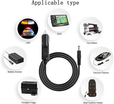 12V Portable DC Car Cigarette Lighter Power Supply Adapter with 18AWG Extension Cable with DC 5.5mm x 2.5mm Male Plug Compatible with Cameras CCTV and Car Refrigerators in Saudi Arabia