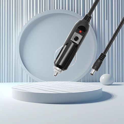 12V Portable DC Car Cigarette Lighter Power Supply Adapter with 18AWG Extension Cable with DC 5.5mm x 2.5mm Male Plug Compatible with Cameras CCTV and Car Refrigerators in Saudi Arabia