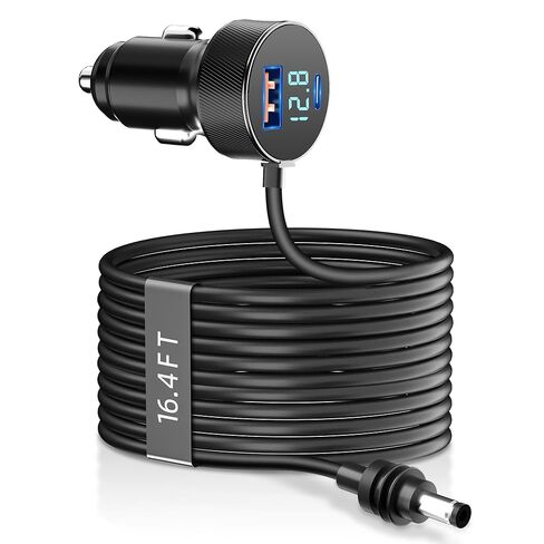 كابل Starlink Mini [10FT]، AUCARAUTO 3 في 1 Starlink Mini Car Charger DC كابل طاقة 12V-24V محول ولاعة السجائر مع شاشة رقمية، PD 45W USB-C وشاحن USB سريع (18W) للشاحنات والسيارات RVs in Kuwait