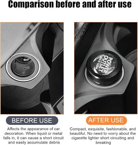 Car Cigarette Lighter Cover, Dustproof Vehicle Smoke Button Plug Cap With Rubber Rings, Waterproof Auto Interior Protection Decoration Accessories, Universal for SUV Sedan Truck (Black) in Saudi Arabia
