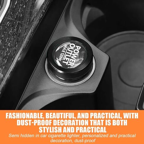 Car Cigarette Lighter Cover, Dustproof Vehicle Smoke Button Plug Cap With Rubber Rings, Waterproof Auto Interior Protection Decoration Accessories, Universal for SUV Sedan Truck (Black) in Saudi Arabia