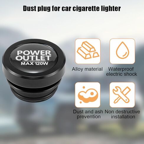 Car Cigarette Lighter Cover, Dustproof Vehicle Smoke Button Plug Cap With Rubber Rings, Waterproof Auto Interior Protection Decoration Accessories, Universal for SUV Sedan Truck (Black) in Saudi Arabia