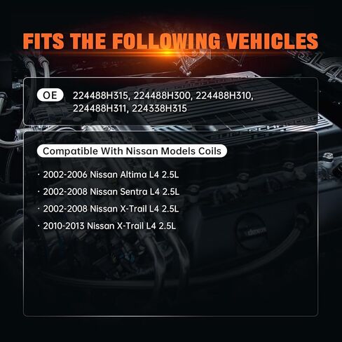 ملف الإشعال متوافق مع 2002 2003 2004 2005 2006 Nissan Altima Sentra X-Trail Coil Pack 2.5 L4 لاستبدال C1398، 224488H300 in Saudi Arabia