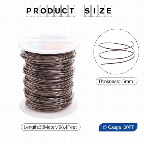 10 Gauge Aluminum Craft Wire, 2.5mm Jewelry Wire for Jewelry Making Supplies and DIY Metal Craft Art (Silver, 65 Feet) in Kuwait
