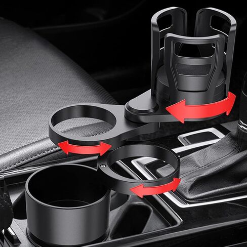 4 in 1 Car Cup Holder Expander Adapter Universal Car Phone Drink Bottle Stand Rack w/ 360° Rotating Vehicle Water Cup Holder for Most Size Drinks Bottle Water Cups Black in Saudi Arabia