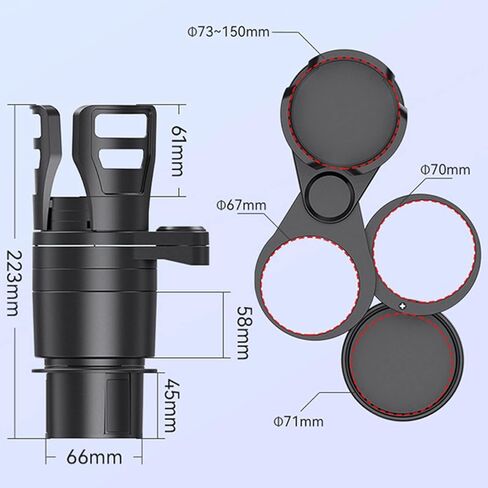4 in 1 Car Cup Holder Expander Adapter Universal Car Phone Drink Bottle Stand Rack w/ 360° Rotating Vehicle Water Cup Holder for Most Size Drinks Bottle Water Cups Black in Saudi Arabia