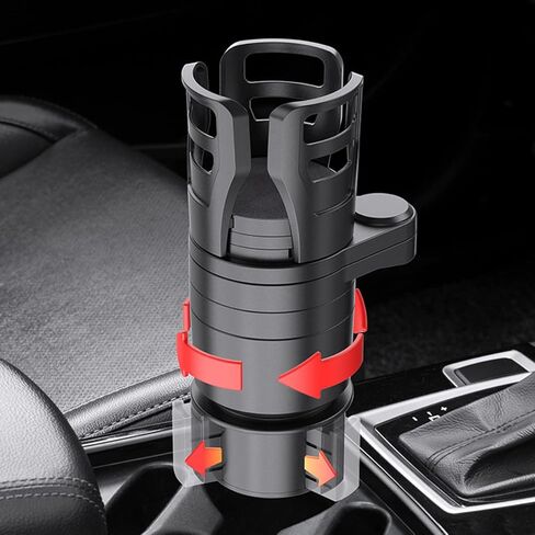 4 in 1 Car Cup Holder Expander Adapter Universal Car Phone Drink Bottle Stand Rack w/ 360° Rotating Vehicle Water Cup Holder for Most Size Drinks Bottle Water Cups Black in Saudi Arabia