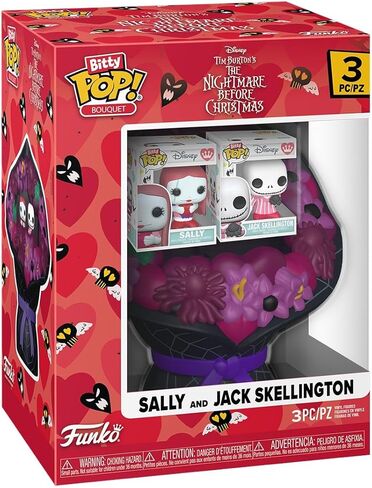 فانكو بيتي بوب! باقة: The Nightmare Before Christmas - سالي وجاك سكيلينجتون - 0.9 بوصة (2.2 سم) قابلة للتجميع - فكرة هدية - حقائب الحفلات - حشوات للجوارب in Kuwait