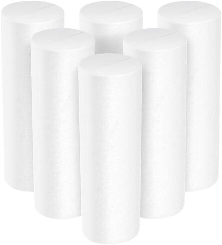 Gatuida 6Pcs White Foam Cylinders for Crafts - 8 Inch Polystyrene Foam Rods for DIY Crafting - Modeling Decorating Carving and Painting Ideal for Christmas Ornaments and Floral in Saudi Arabia