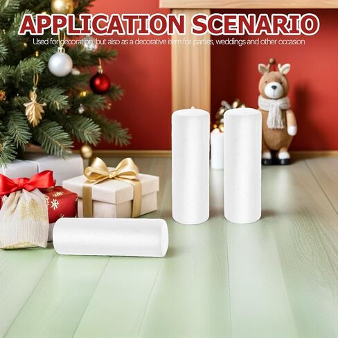 Gatuida 6Pcs White Foam Cylinders for Crafts - 8 Inch Polystyrene Foam Rods for DIY Crafting - Modeling Decorating Carving and Painting Ideal for Christmas Ornaments and Floral in Saudi Arabia