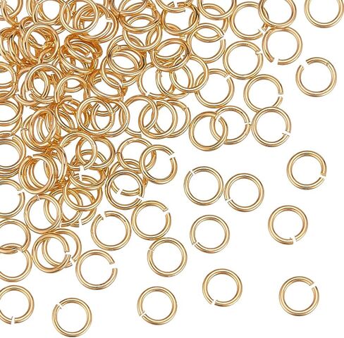 PH PandaHall 100pcs 24K Gold Jump Rings, 4mm Open Jump Rings Golden Brass Jewelry Connector Ring 22 Gauge Unsoldered O Ring for Earrings Bracelets Necklaces Chain Choker DIY Craft Making in Saudi Arabia