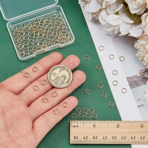 PH PandaHall 100pcs 24K Gold Jump Rings, 4mm Open Jump Rings Golden Brass Jewelry Connector Ring 22 Gauge Unsoldered O Ring for Earrings Bracelets Necklaces Chain Choker DIY Craft Making in Saudi Arabia