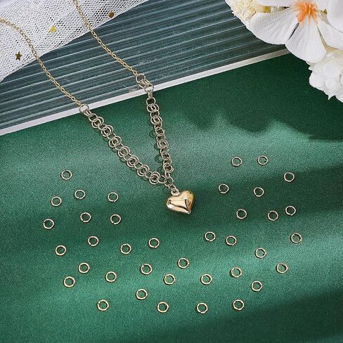 PH PandaHall 100pcs 24K Gold Jump Rings, 4mm Open Jump Rings Golden Brass Jewelry Connector Ring 22 Gauge Unsoldered O Ring for Earrings Bracelets Necklaces Chain Choker DIY Craft Making in Saudi Arabia