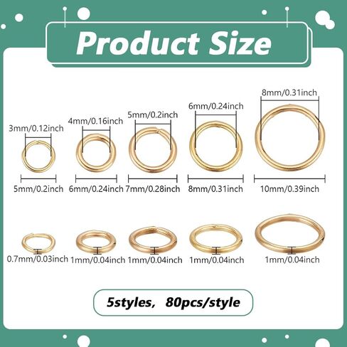 PH PandaHall 400pcs Closed Jumps Rings, 5 Size Brass Soldered Jump Rings 18~21 Gauge Silver Round Rings Chainmail Rings Junction Rings Jewelry Connector for DIY Bracelets Necklaces Keychain, 5~10mm in Saudi Arabia