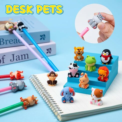 لطيف سفاري الحيوانات الكرتون هلام أقلام الحبر الأسود، أقلام الكتابة kawaii عشوائية، أنماط متنوعة أقلام للمدرسة مكتب المنزل طالب الأطفال الحاضر (24) in Kuwait