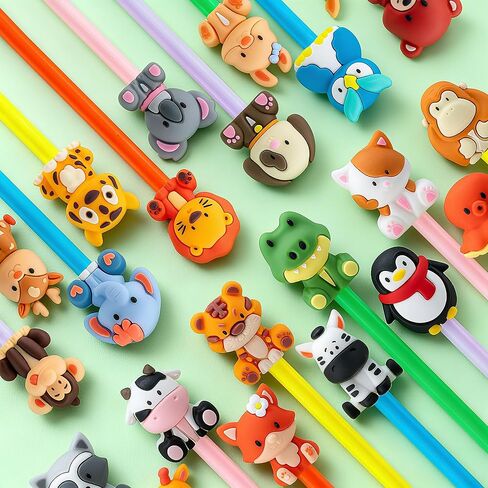 لطيف سفاري الحيوانات الكرتون هلام أقلام الحبر الأسود، أقلام الكتابة kawaii عشوائية، أنماط متنوعة أقلام للمدرسة مكتب المنزل طالب الأطفال الحاضر (24) in Kuwait