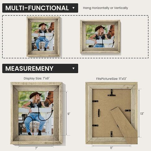 إطار صورة Fun Memories Rustic مقاس 11 × 14، إطار صورة خشبي مع مجموعة زجاج شبكي عالي الدقة، إطار خشبي بنمط المزرعة للتركيب على الحائط أو عرض الطاولة لملصقات الصور (أبيض متعثر) in Kuwait