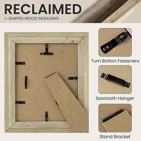 إطار صورة Fun Memories Rustic مقاس 11 × 14، إطار صورة خشبي مع مجموعة زجاج شبكي عالي الدقة، إطار خشبي بنمط المزرعة للتركيب على الحائط أو عرض الطاولة لملصقات الصور (أبيض متعثر) in Kuwait