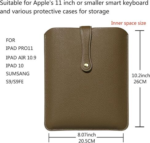 حافظة كمبيوتر محمول من الجلد الطبيعي، متوافقة مع ipad pro 11 بوصة، وipad Air 10.9 بوصة M2 2024، وAir5/4 2022/2020، متوافقة مع ipad 10، وتستوعب لوحة المفاتيح السحرية، وGalaxy Tab S9/S9 FE in Kuwait