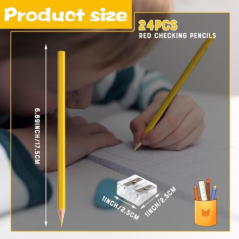 24 قطعة من أقلام الرصاص الملونة باللون الأصفر، مجموعة أقلام رصاص فنية خشبية احترافية تم شحذها مسبقًا للفنانين | لوازم رسم ممتازة للرسم (أصفر) in Kuwait