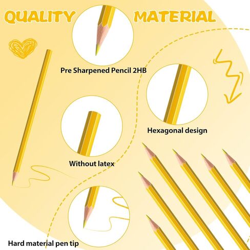 24 قطعة من أقلام الرصاص الملونة باللون الأصفر، مجموعة أقلام رصاص فنية خشبية احترافية تم شحذها مسبقًا للفنانين | لوازم رسم ممتازة للرسم (أصفر) in Kuwait