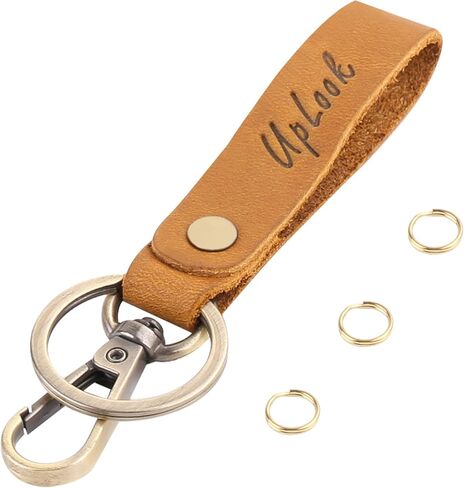 UpLook النايلون والجلود مفتاح سلسلة مخطط سلسلة مفاتيح قصيرة مع 3 حلقات المفاتيح مفتاح أنيق فوب حامل مفتاح السيارة منظم مفاتيح المنزل in Kuwait