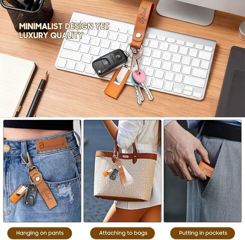 UpLook النايلون والجلود مفتاح سلسلة مخطط سلسلة مفاتيح قصيرة مع 3 حلقات المفاتيح مفتاح أنيق فوب حامل مفتاح السيارة منظم مفاتيح المنزل in Kuwait