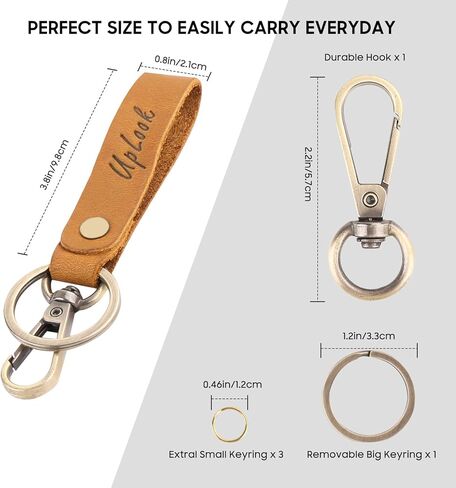UpLook النايلون والجلود مفتاح سلسلة مخطط سلسلة مفاتيح قصيرة مع 3 حلقات المفاتيح مفتاح أنيق فوب حامل مفتاح السيارة منظم مفاتيح المنزل in Kuwait