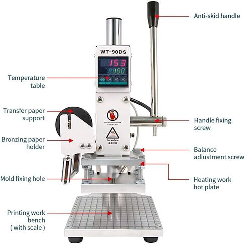 Digital Embossing Machine,DIY Digital Automatic Leather Hot Foil Stamping Machine,Manual Embossing Tool Creasing Wood Paper PVC Card Press Printer,Multifunctional Logo Emb(L) in Saudi Arabia