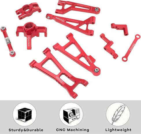 Aluminum Upgrade Kit, Front Rear Suspension Arms, Steering Knuckles & Hubs, R168Z Bearings for 1/16 MJX Hyper GO H16BM H16GT H16DR 16208 16209 16210 RC Truck Car Accessories Parts (Rde) in Saudi Arabia