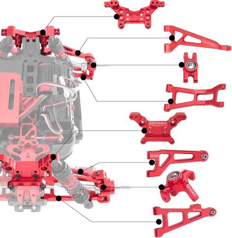 Aluminum Upgrade Kit, Front Rear Suspension Arms, Steering Knuckles & Hubs, R168Z Bearings for 1/16 MJX Hyper GO H16BM H16GT H16DR 16208 16209 16210 RC Truck Car Accessories Parts (Rde) in Saudi Arabia