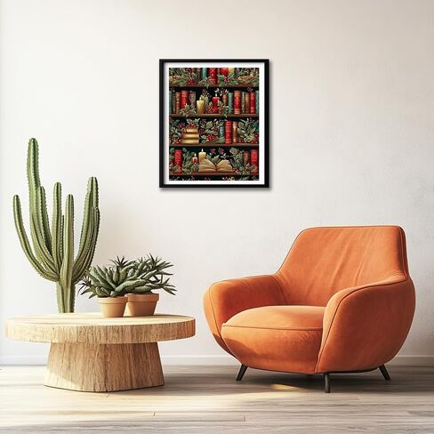 WRTCPOC عيد الميلاد رف الكتب عد عبر الابره مجموعات للبالغين عيد الميلاد زهرة كتاب التطريز مجموعات عطلة تحت عنوان نمط عبر غرزة 11CT DIY التطريز التطريز بداية مجموعات in Kuwait