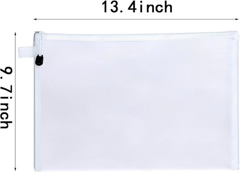 10Pieces Nylon Zipper Mesh Pouch,A4 Letter Size,Durable Document Bags for Office,Puzzle,Board Games,Travel Accessories (White) in Saudi Arabia
