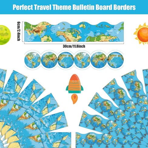 67ft Travel The Map Globes Bulletin Board Borders World Map Bulletin Board Decorations Adventure Awaits Sign Travel Trim Border Decor Earth Globe Border for School Classroom Party Wall Decor in Saudi Arabia