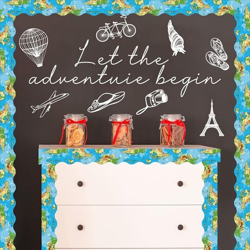 67ft Travel The Map Globes Bulletin Board Borders World Map Bulletin Board Decorations Adventure Awaits Sign Travel Trim Border Decor Earth Globe Border for School Classroom Party Wall Decor in Saudi Arabia