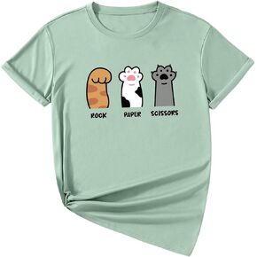 SOLY HUX Girl's T Shirts Short Sleeve Cute Graphic Tees Crewneck Cartoon Cat Print Summer Tops in Kuwait
