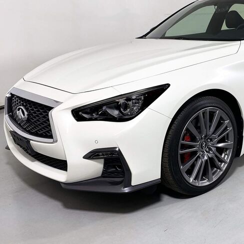 SlickMod PreCut Vinyl Smoke Tint للمصباح الأمامي Infiniti Q50 Q50S 2014-2022 (2. جفن المصباح الأمامي، أسود لامع) in Kuwait