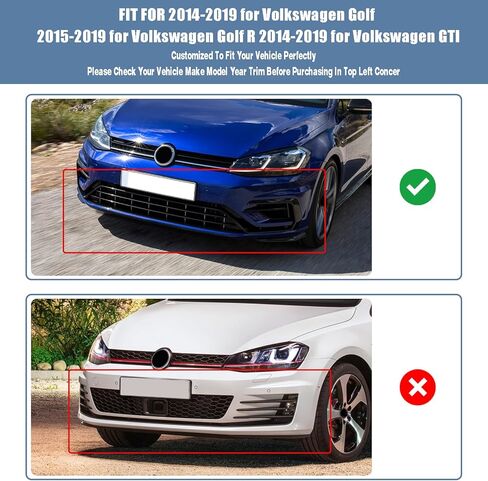 ممتص الصدمات الأمامي للشفة مناسب لسيارة VW Golf Hatchback Comfortline/Highline/R Base/S 2015-2019 لسيارة VW GTI Hatchback Autobahn/Base/S/SE 2015-2019 3 قطع شفة أمامية غير لامعة باللون الأسود in Kuwait