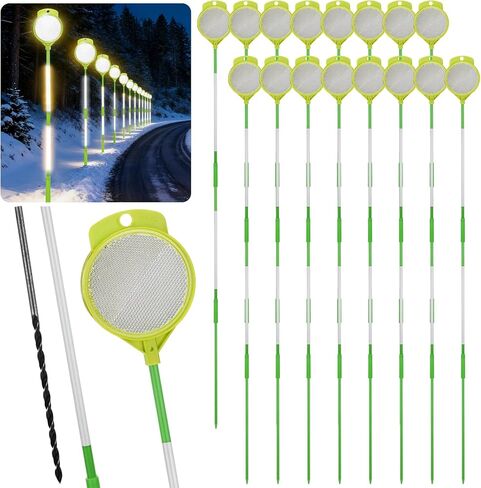 16 Pack 48 Inch Reflective Driveway Markers with 16" Install Drill Bit Glow-in-The-Dark Lane Identification Reflectors Double Sided Reflective Driveway Markers Reflectors for Snow Plowing in Saudi Arabia