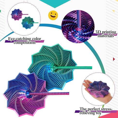 2 Pcs 3D Printed Expanded Sensory Fidget Star Handles, Fractal Fidget Hexagon Spiral Anti Stress Sensory Tools for Office Stress Relief Christmas Birthday Gift(6.69 x 6.69 Inch) in Saudi Arabia