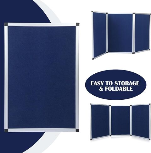 Sherr 3 Panel Trade Show Presentation Board, 72 x 35.3 inches Tri Fold Display Board, Black Single Sided Tabletop Display, Folding Panel for Trade Show Table Top in Saudi Arabia