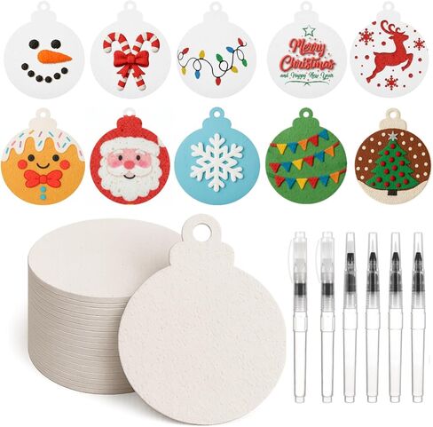 Marspark 46 Pcs Christmas Magic Foam Texture Painting Kit with 40 Foam Texture Paper 6 Water Brush Pens 3D Effect DIY Blank Christmas Tree Hanging Ornaments for Xmas Gifts DIY Craft Party Supplies in Saudi Arabia