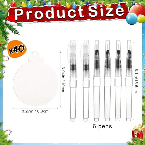 Marspark 46 Pcs Christmas Magic Foam Texture Painting Kit with 40 Foam Texture Paper 6 Water Brush Pens 3D Effect DIY Blank Christmas Tree Hanging Ornaments for Xmas Gifts DIY Craft Party Supplies in Saudi Arabia
