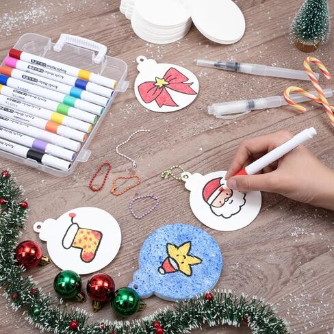 Marspark 46 Pcs Christmas Magic Foam Texture Painting Kit with 40 Foam Texture Paper 6 Water Brush Pens 3D Effect DIY Blank Christmas Tree Hanging Ornaments for Xmas Gifts DIY Craft Party Supplies in Saudi Arabia