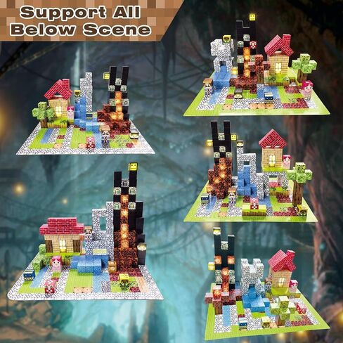200 PCS Magnetic Building Blocks with 15 LED Light-Up Blocks (Replaceable Battery)&Foldable Magnetic Board,STEM Educational Magnet Cube Set,Creative Construction Toy Gift for Kids (Boys&Girls Ages 3+) in Saudi Arabia