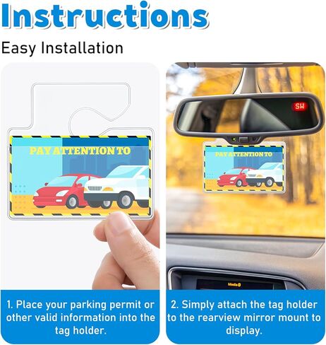 10 Pcs Horizontal Clear Parking Permit Holder, Parking Permit Hang Tag Rear View Mirror Hanger Car Parking Lot Pass Parking Permits Card Holder for Car Trucks SUVs Passes, Permits in Saudi Arabia