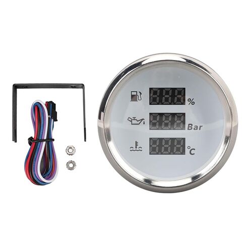 52mm Digital Marine Gauge – Oil Level, Oil Pressure & Water Temperature Meter with Backlight for Boats, Yachts, RVs, Trucks (Black Dial Black Cover) in Saudi Arabia