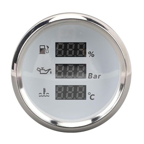 52mm Digital Marine Gauge – Oil Level, Oil Pressure & Water Temperature Meter with Backlight for Boats, Yachts, RVs, Trucks (Black Dial Black Cover) in Saudi Arabia
